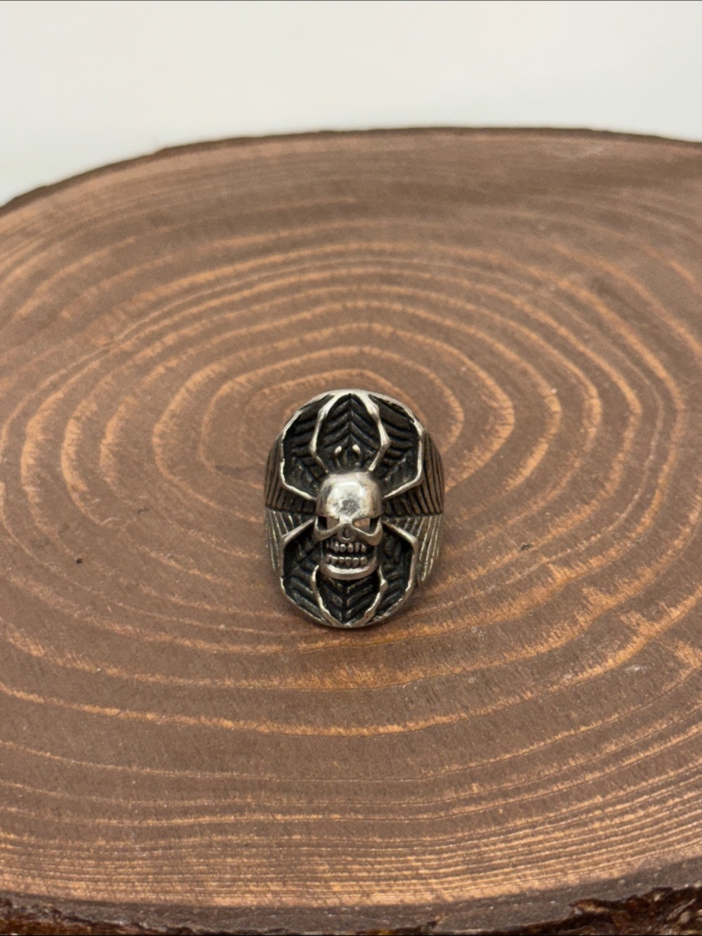 1986 G&S SKULL SPIDER BIKER RING SIZE 10 1/2